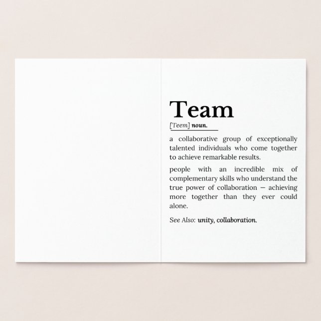 Cartão Metalizado Team Definition – The Power of Collaboration  (Interior)