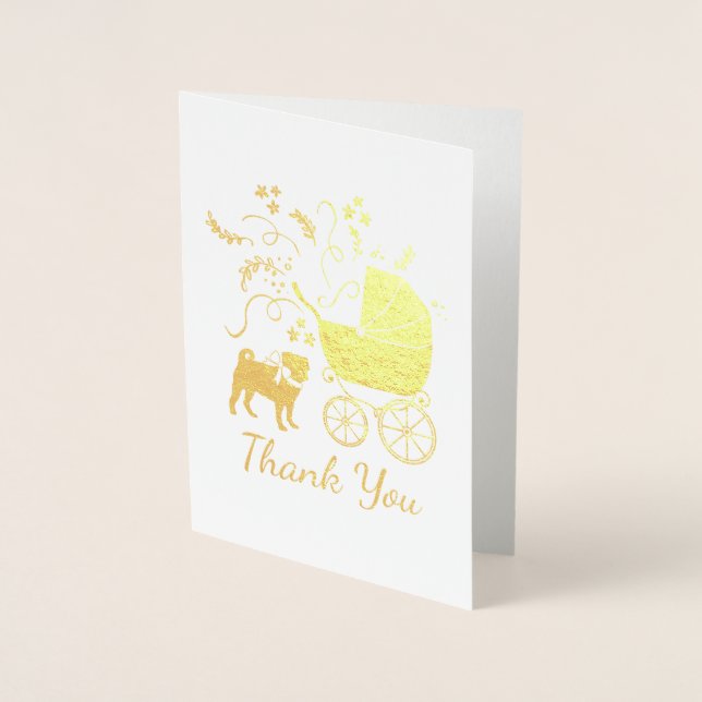 Cartão Metalizado Tema do Partido Pug - Dourado (Frente)