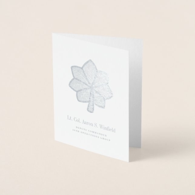 Cartão Metalizado Tenente-Coronel Militar Classificação Pessoal (Frente)