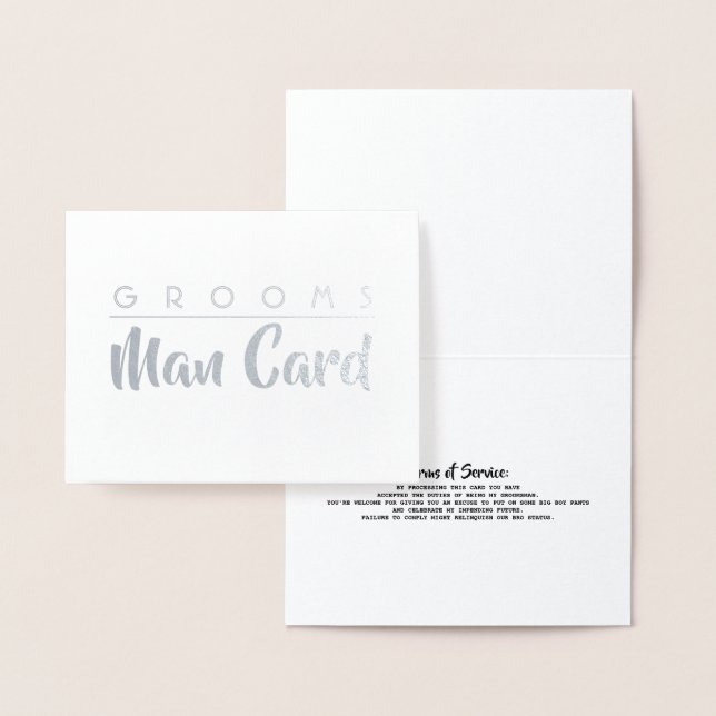 Cartão Metalizado Termos de Serviço do Homem - Proposta Engraçada (Display)