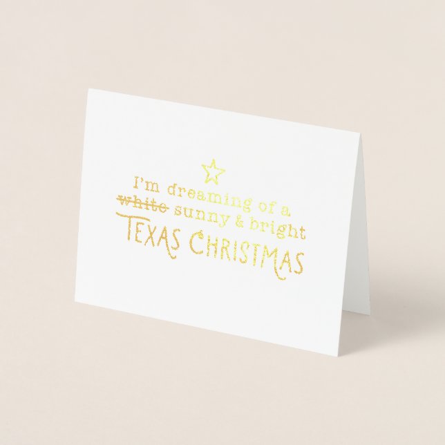 Cartão Metalizado Texas Sunny e Bright Christmas Greeting Card (Frente)