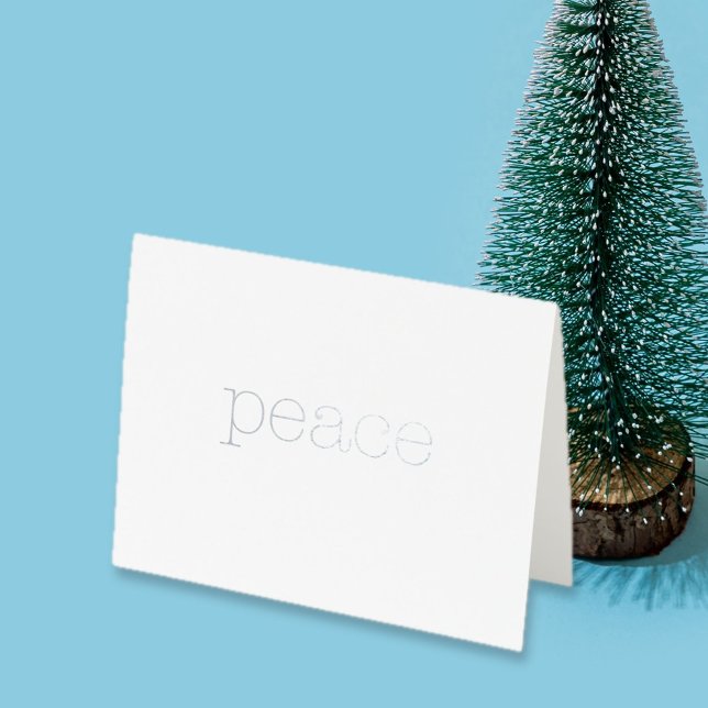 Cartão Metalizado texto elegante e mínimo para a máquina de escrever (A simple message of peace. Folded card in real foil.)