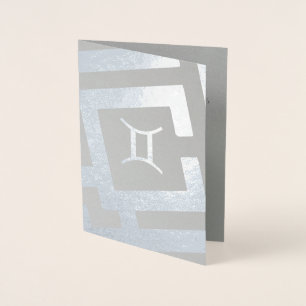 Cartão Metalizado Texto Personalizado do Decoração Gemini Silver Sin