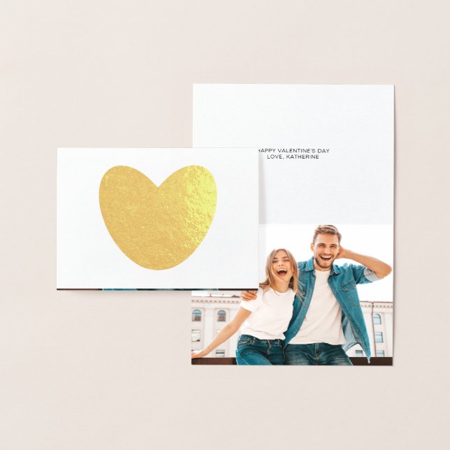 Cartão Metalizado Texto personalizado e Dia de os namorados de fotos (Exibição)