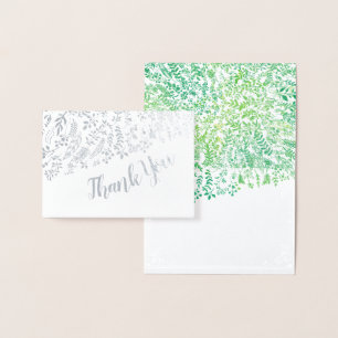 Cartão Metalizado Tipografia Floral Da Silver Foil Obrigado