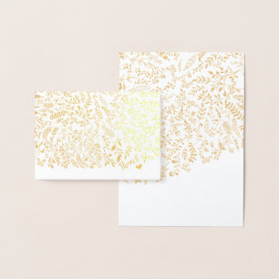 Cartão Metalizado Tipografia Floral Gold Foil Obrigado