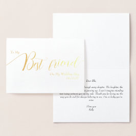 Cartão Metalizado To My Best Friend on My Wedding Day Elegant Script