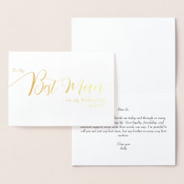 Cartão Metalizado To My Best Man on My Wedding Day Elegant Script
