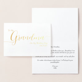 Cartão Metalizado To My Grandma On My Wedding Day Elegant Script