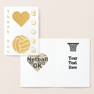 Cartão Metalizado Treinador Do Netball Obrigado Dourado