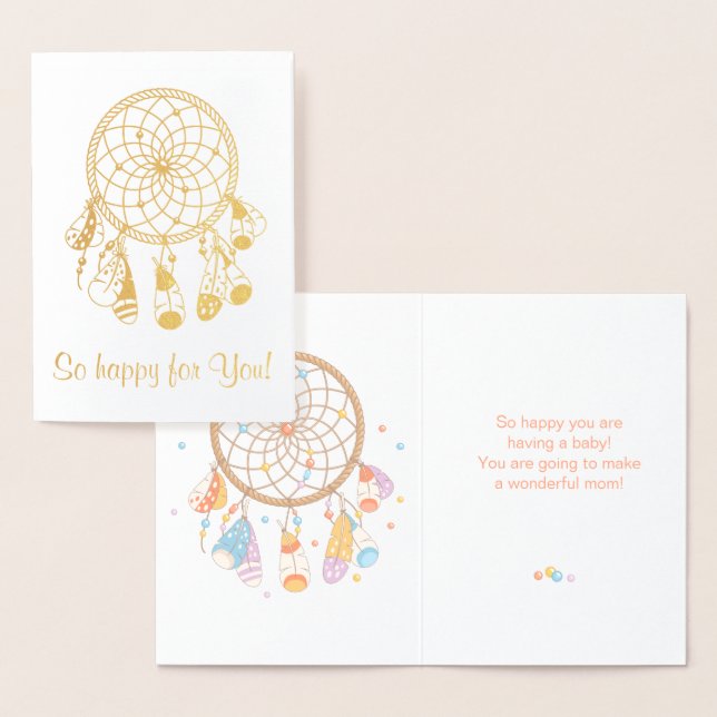 Cartão Metalizado Tribal Dreamcatcher Boho Tendo Bebê (Exibição)