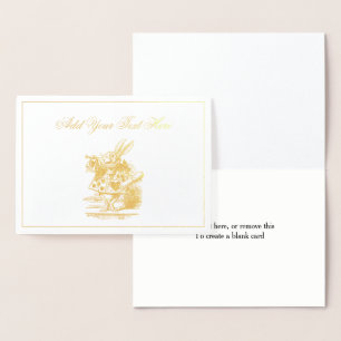 Cartão Metalizado Trompetista branca Alice da corte do coelho no