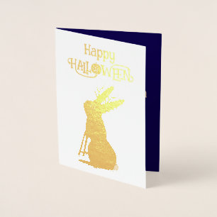 Cartão Metalizado Truque de Jackalope do Halloween ou tratamento per