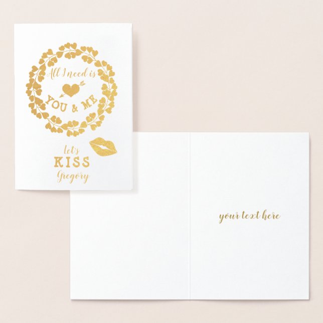 Cartão Metalizado Tudo o que Preciso é Você e Eu Dia dos Namorados (Exibição)