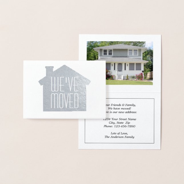 Cartão Metalizado Uma foto que movemos para o Elegante Modern Kraft  (Exibição)