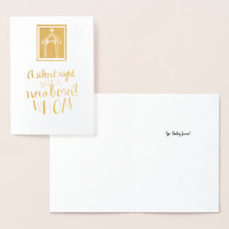 Cartão Metalizado "Uma Noite Silenciosa Com Um Recém-Nascido?" Cartã