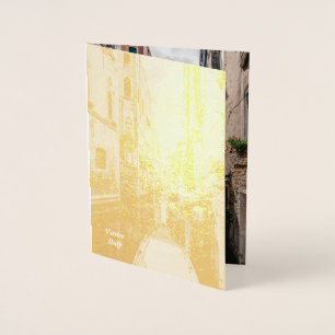 Cartão Metalizado Veneza Itália Cidade Flutuante