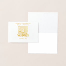 Cartão Metalizado Vinhos Dourados uvas vinícolas elegantes vinhas