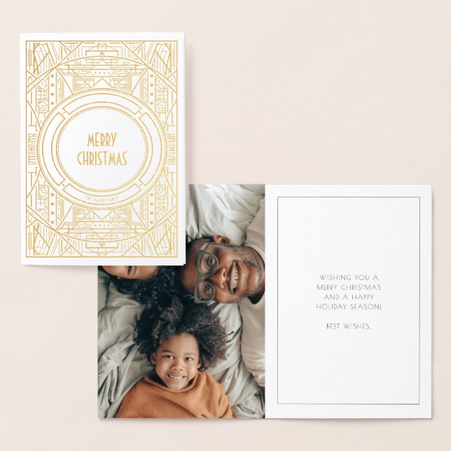 Cartão Metalizado Vintage art deco Feliz Natal (Exibição)