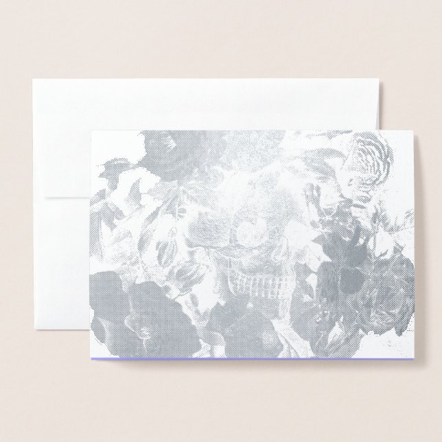 Cartão Metalizado Vintage Floral Skull (Frente com envelope)