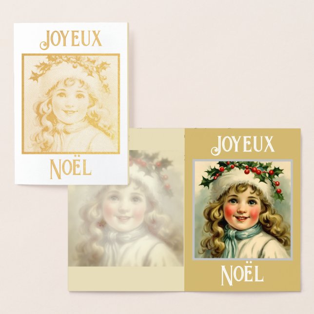 Cartão Metalizado Vintage, garotinha com conhaque (Exibição)