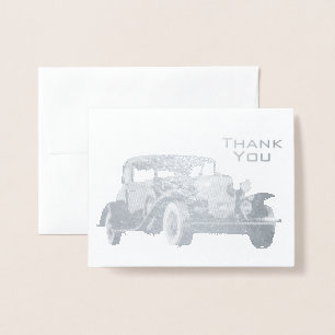 Cartão Metalizado Vintage Old Classic Car Masculine Obrigado