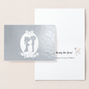 Cartão Metalizado Vinte e cinco anos de aniversário de prata