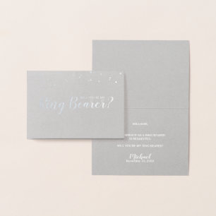 Cartão Metalizado Você Será Meu Canto De Anel? Confetti Silver