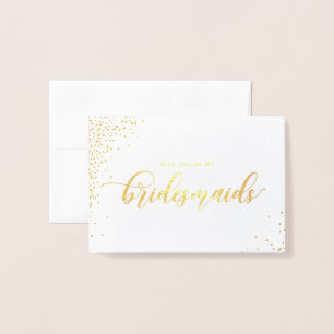 Cartão Metalizado Você Será Minha Bridesmaid Script Gold Foil Card?