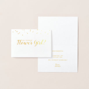 Cartão Metalizado Você Será Minha Flor? Elegante Confetti Dourado