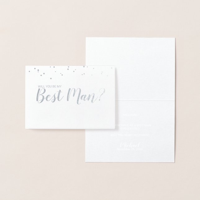 Cartão Metalizado Você Será O Meu Melhor Homem? Elegante Silver (Exibição)