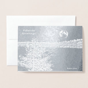 Cartão Metalizado Walden Pond: Saudações de Yuletide
