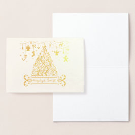 Cartão Metalizado Wesołych Świąt