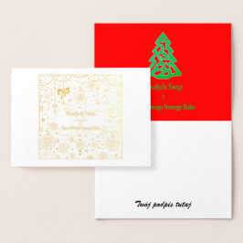 Cartão Metalizado Wesołych Świąt i Szczęśliwego Nowego Roku