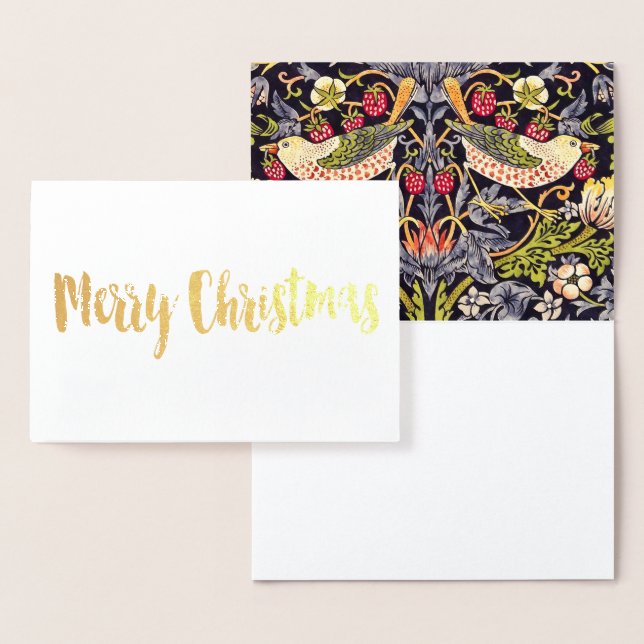 Cartão Metalizado William Morris Strawberry Thef Floral Art Nouveau (Exibição)