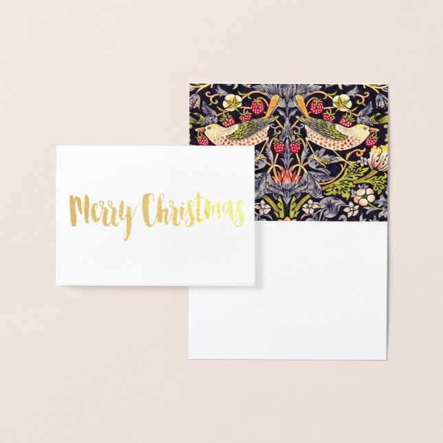 Cartão Metalizado William Morris Strawberry Thef Floral Art Nouveau (Exibição)