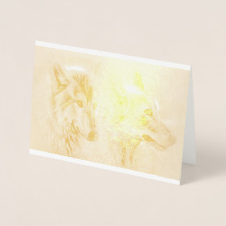 Cartão Metalizado Wolf Howl Wild Life Animal Trees Destino