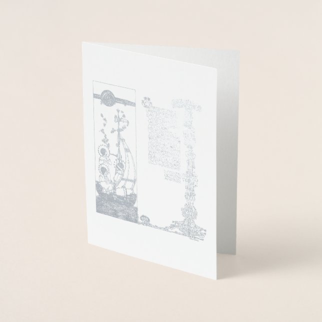 Cartão Metalizado Wynken Blynken & Nod por Jessie Marion King (Frente)