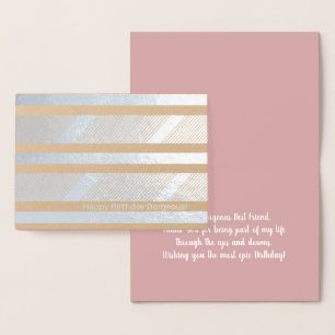 Cartão Metalizado Xadrez Listras Pink Aniversário