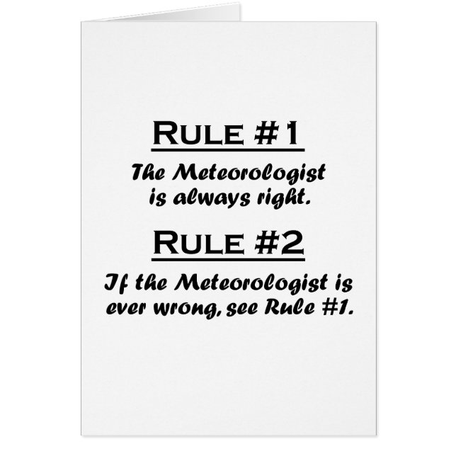 Cartão Meteorologista da regra (Frente)