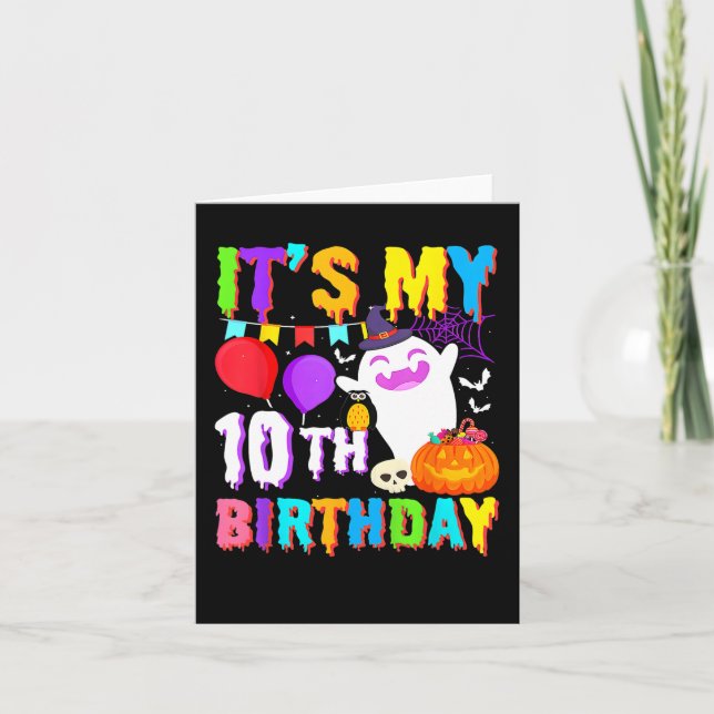 Cartão Meu 10º Aniversário Oferece ao Fantasma Pumpkin Co (Frente)
