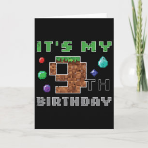 Cartão Meu 9º Aniversário Pixel 9 Gamer Vídeo Jogos Menin
