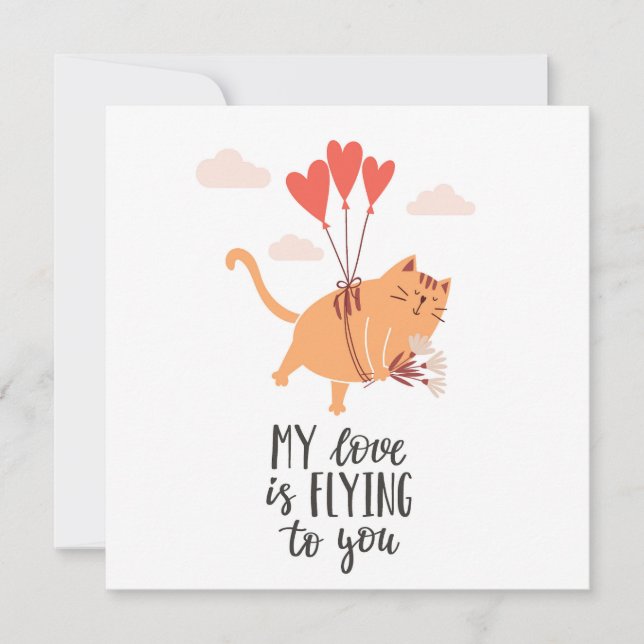 Cartão Meu amor está voando até você  (Frente)