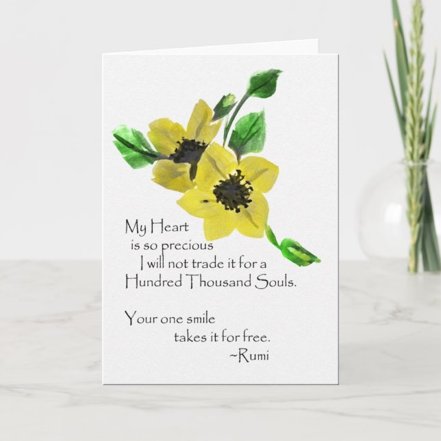 Cartão Meu cumprimento da aguarela de Rumi do coração (Frente)