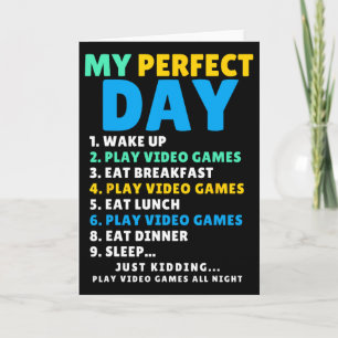 Cartão Meu Dia Perfeito Jogar Video Games Divertido Gamer