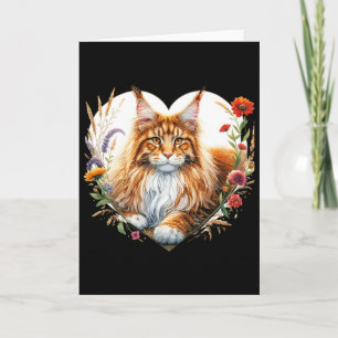 Cartão Meu gato é meu namorado Gato Maine Coon laranja fo
