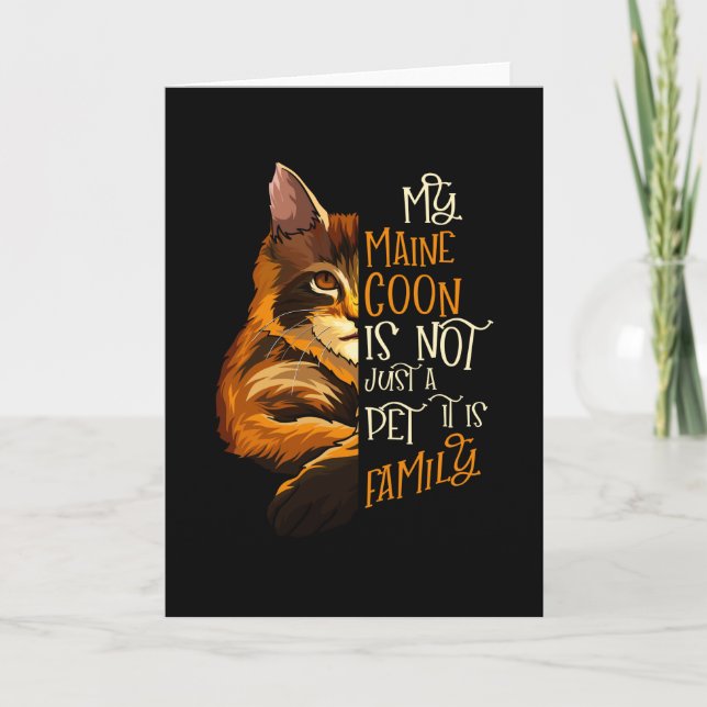Cartão Meu gato Maine Coon é família (Frente)