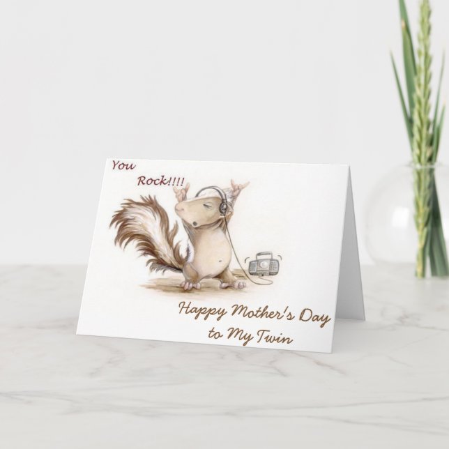 CARTÃO "MEU GÊMEO" É UM DIA DE AS MÃES ROCK STAR FELIZ (Frente)