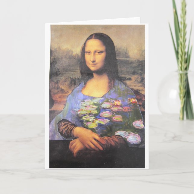 Cartão Meu Novo Vestido - Mona Lisa em um Monet (Frente)