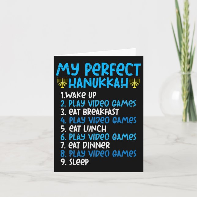 Cartão Meu perfeito jogo de vídeo Chanukah Jew Men Bo (Frente)
